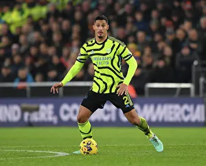 William Saliba in Action: Arsenal vs. Luton Town, Premier League 2023-24