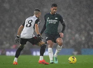 William Saliba in Action: Fulham vs. Arsenal, Premier League 2023-24