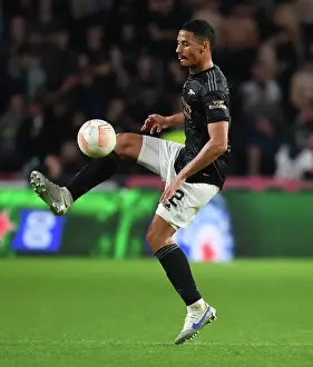 PSV Eindhoven V Arsenal 2022-23 Prints: William Saliba vs PSV Eindhoven: Arsenal's Defender in Europa League Showdown