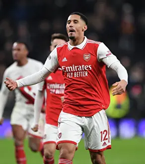 Tottenham Hotspur V Arsenal 2022-23 Prints: William Saliba's Celebration: Arsenal's Win at Tottenham Hotspur Stadium (2022-23)
