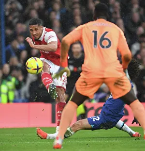 Chelsea V Arsenal 2022-23 Prints: William Saliba's Firm Stand: Arsenal vs. Chelsea, 2022-23 Premier League