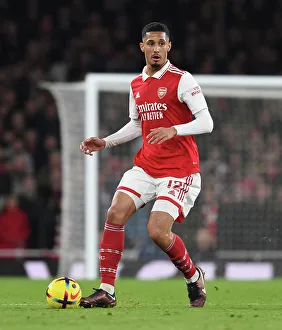 Arsenal V Manchester City 2022-23 Prints: William Saliba's Intense Showdown: Arsenal vs. Manchester City in the Premier League