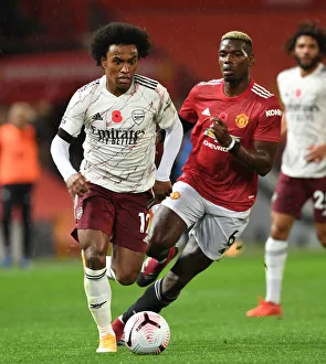 Manchester United V Arsenal 2020-21 Prints: Willian Breaks Past Pogba: Manchester United vs. Arsenal, Premier League 2020-21