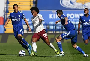 Leicester City V Arsenal 2020-21 Prints: Willian Clashes with Tielemans and Castagne: Leicester City vs Arsenal