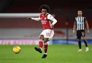 Arsenal V Newcastle United 2020-21 Prints: Willian Plays On: Arsenal vs. Newcastle United at Empty Emirates Stadium (Premier League 2020-21)