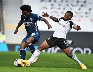 Fulham V Arsenal 2020-21 Prints: Willian vs Cavaleiro: Battle at Craven Cottage - Fulham vs Arsenal, Premier League 2020-21