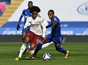 Leicester City V Arsenal 2020-21 Prints: Willian vs Ricardo Pereira: Battle at The King Power Stadium - Leicester City vs Arsenal