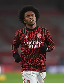 Arsenal V Burnley 2020-21 Prints: Willian's Pre-Game Ritual: Arsenal Readies for Burnley Battle at Emirates Stadium