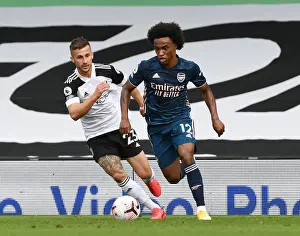 Fulham V Arsenal 2020-21 Prints: Willian's Sensational Sprint: Arsenal's Exhilarating Win Against Fulham in Premier League 2020-21