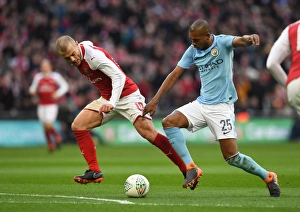 Arsenal V Manchester City - Carabao Cup Final 2018 Prints: Wilshere vs Fernandinho: A Carabao Cup Final Showdown at Wembley