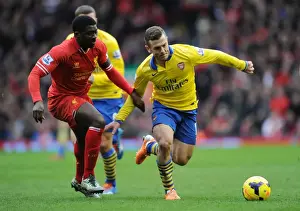 Liverpool V Arsenal 2013-14 Prints: Wilshere's Determined Stride: Outpacing Rival Kolo Toure in the Liverpool vs