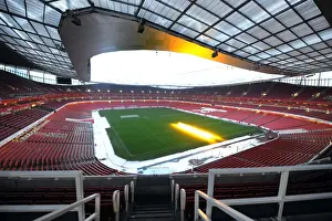 Winter's Embrace at Emirates: Arsenal's Snow-Covered Stadium, London, 2010