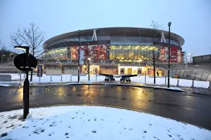 Winter's Embrace at Emirates: Arsenal's Stadium Transformed in Snow