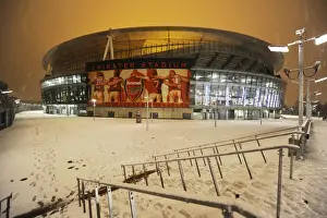Winter's Embrace at Emirates Stadium: Arsenal's Snow-Covered Fortress, London (2009)