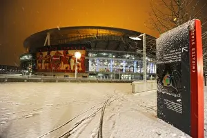 Winter's Embrace at Emirates Stadium: Arsenal's Snow-Covered Fortress, London (2009)