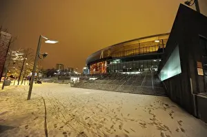 Winter's Embrace at Emirates Stadium: Arsenal's Snow-Covered Fortress, London (2009)