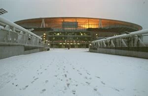 Images Dated 8th February 2007: Winter's Enchantment at Emirates: Arsenal's Stadium Blanketed in Snow