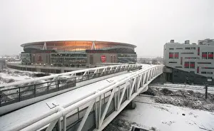 Winter's Enchantment at Emirates: Arsenal's Stadium Blanketed in Snow