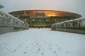 Winter's Enchantment at Emirates: Arsenal's Stadium Blanketed in Snow