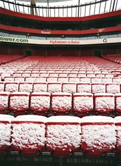 Images Dated 8th February 2007: Winter's Magic at Emirates: A Snowy Arsenal Football Stadium