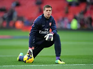 Manchester United V Arsenal 2013-14 Prints: Wojciech Szczesny: Arsenal Goalkeeper's Focus Before Manchester United Clash (2013-14)