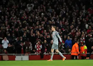 Arsenal V Bayern Munich 2013-14 Prints: Wojciech szczesny (Arsenal) leaves the pitch having been sent off