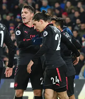 Crystal Palace V Arsenal 2017-18 Prints: Xhaka and Bellerin Celebrate Arsenal's Third Goal vs Crystal Palace (2017-18)
