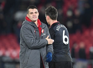 Crystal Palace V Arsenal 2017-18 Prints: Xhaka and Koscielny: A Victory Moment from Crystal Palace vs. Arsenal (2017-18)