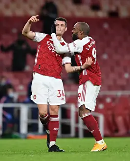 Xhaka and Lacazette Celebrate Arsenal's Victory: Arsenal 2-Chelsea (Premier League 2020-21)