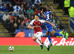 Leicester City V Arsenal 2017-18 Prints: Xhaka Overpowers Choudhury: Leicester vs Arsenal, Premier League Showdown