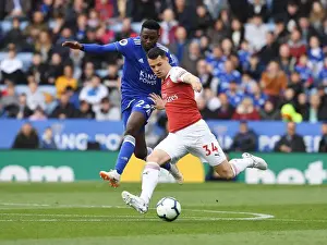 Leicester City V Arsenal 2018-19 Prints: Xhaka Overpowers Ndidi: Leicester City vs Arsenal FC, Premier League Clash (2018-19)
