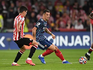 Brentford V Arsenal 2021-22 Prints: Xhaka Under Pressure: Brentford vs. Arsenal, Premier League 2021-22