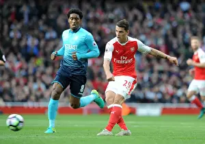 Arsenal V Swansea City 2016-17 Prints: Xhaka Stands Firm: Arsenal vs Swansea City Tussle in Premier League