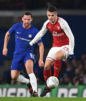 Chelsea V Arsenal - Carabao Cup 1/2 Final 1st Leg 2017-18 Prints: Xhaka vs Drinkwater: Carabao Cup Semi-Final Showdown - Chelsea vs Arsenal