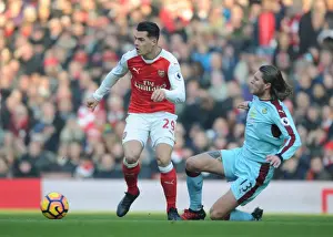 Arsenal V Burnley 2016-17 Prints: Xhaka vs Hendrick: A Premier League Battle at Emirates Stadium