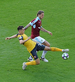 Burnley V Arsenal 2016-17 Prints: Xhaka vs Hendrick: A Premier League Showdown