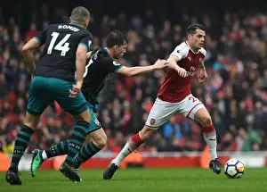 Arsenal V Southampton 2017-18 Prints: Xhaka vs. Hojbjerg: Battle in the Midfield - Arsenal v Southampton, Premier League