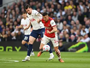 Tottenham Hotspur V Arsenal 2021-22 Prints: Xhaka vs Hojbjerg: Intense Battle in the Premier League Clash Between Tottenham and Arsenal (2021-22)