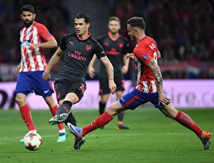 Atletico Madrid V Arsenal 2017-18 Prints: Xhaka vs Saul: Battle in the Europa League Semi-Final