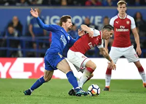 Leicester City V Arsenal 2017-18 Prints: Xhaka vs Silva: A Premier League Battle at The King Power Stadium
