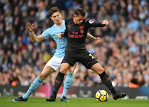 Manchester City V Arsenal 2017-18 Prints: Xhaka vs Stones: Battle in the Midfield - Manchester City vs Arsenal