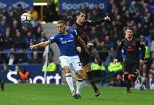 Everton V Arsenal 2017-18 Prints: Xhaka vs Vlasic: Intense Battle at Goodison Park - Everton vs Arsenal