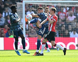 Images Dated 16th April 2022: Xhaka vs Ward-Prowse: Battle in the Premier League - Southampton vs Arsenal (2021-22)