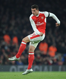 Arsenal V Southampton EFL Cup 2016-17 Prints: Xhaka's Determination: Arsenal vs. Southampton in EFL Cup Showdown