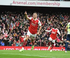 Arsenal V Leeds United 2022-23 Prints: Xhaka's Stunner: Arsenal's Thrilling 4-Goal Rout of Leeds