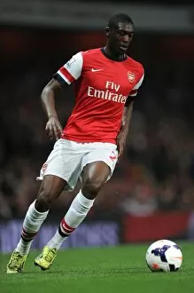 Images Dated 28th April 2014: Yaya Sanogo in Action: Arsenal vs Newcastle United, Premier League 2013-2014
