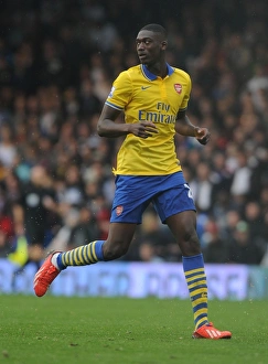 Fulham F C Prints: Yaya Sanogo in Action: Fulham vs. Arsenal, Premier League 2013-14