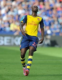Images Dated 31st August 2014: Yaya Sanogo in Action: Leicester City vs Arsenal, Premier League 2014-15