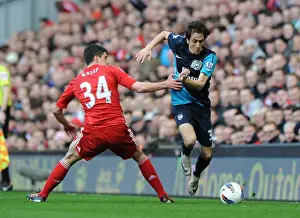 Liverpool V Arsenal 2011-12 Prints: Yossi Benayoun Outmaneuvers Martin Kelly: Liverpool vs. Arsenal, Premier League 2011-12