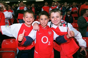 Arsenal V Southampton FA Cup Final Prints: Young Arsenal fans before the game. Arsenal 1: 0 Southampton. The F